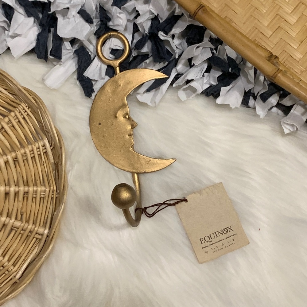 Metal Gold Metallic Moon Decorative Wall Iron Hook